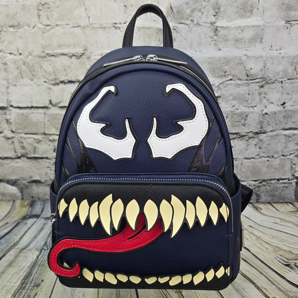 Loungefly Marvel Venom Mini Backpack Navy Blue Vegan Leather Cosplay Bag NWT